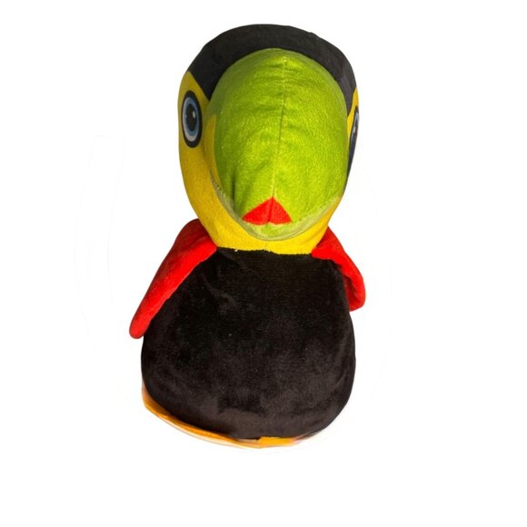 Toucan Shaped Plush Toy 11" Black Yellow Red Green Soft Fabric Stuffed Animal - Picture 5 of 9